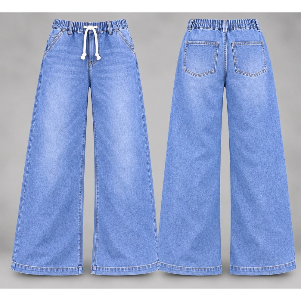 OAT New York Comfort Weave Jeans Womens 2/26  28x29.5 Blue Wide  Pull On Relaxed